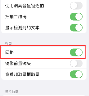 桥东苹果手机维修网点分享iPhone如何开启九宫格构图功能